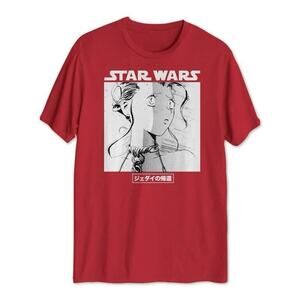 Star Wars Men's Anime Red Leia Manga Graphic T-Shirt Slave Waifu Short Sleeve